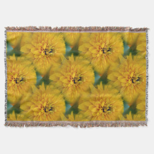 Yellow Daisy Flower Nature Art Pattern Throw Blanket