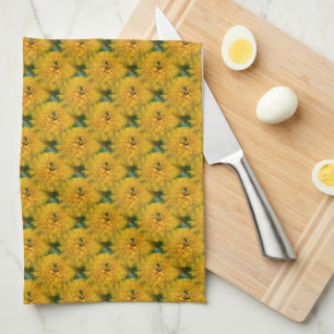 Yellow Daisy Flower Nature Pattern  Tea Towel