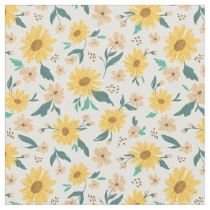 Yellow Daisy Flower Pattern Fabric