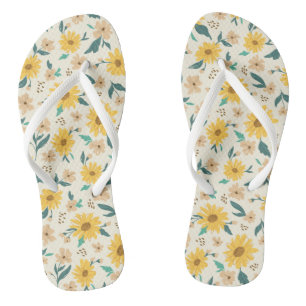 Yellow Daisy Flower Pattern Jandals