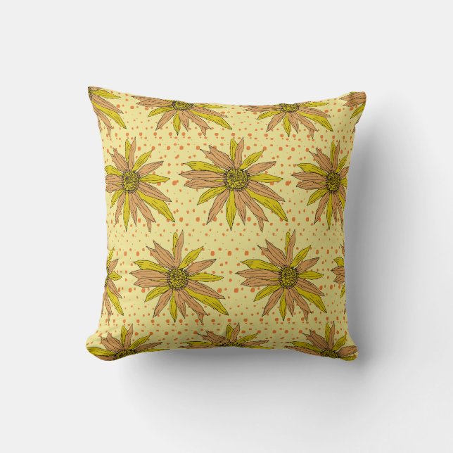 Yellow Daisy Flower Pattern Pillow (Front)