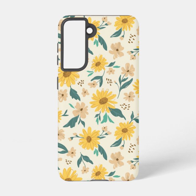 Yellow Daisy Flower Pattern Samsung Galaxy S21 Case (Back)