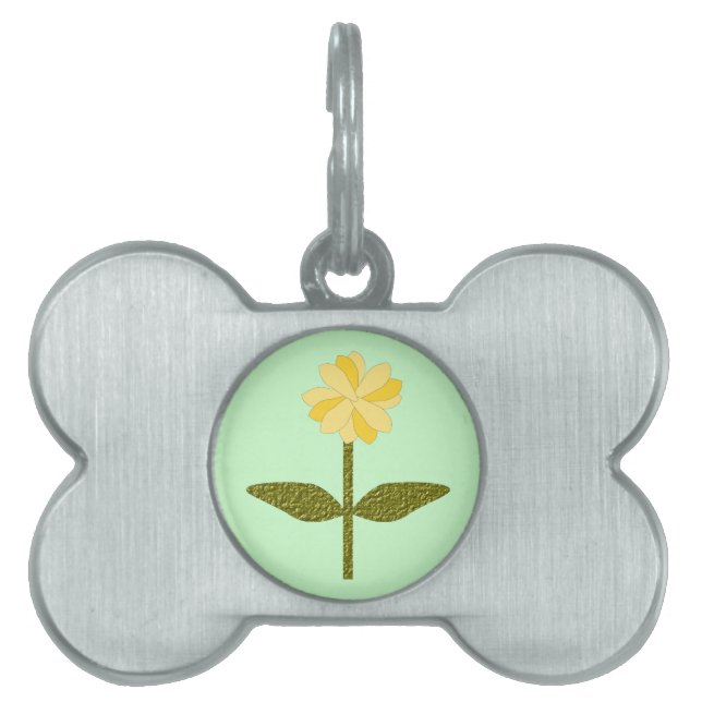 Yellow Daisy Flower Pet Tag (Front)