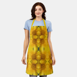 Yellow Daisy Flower Petals And Centre Pattern  Apron