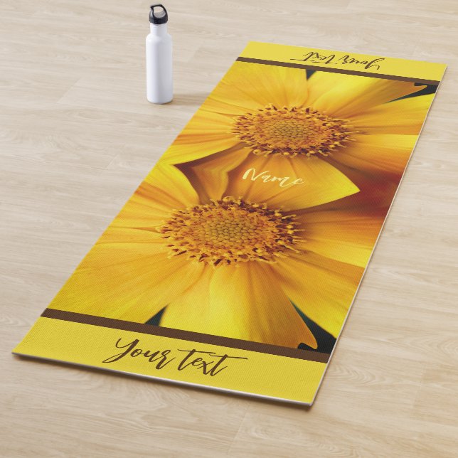 Yellow Daisy Flower Petals And Centre Personalised Yoga Mat (In Situ)