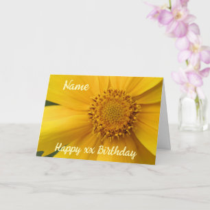 Yellow Daisy Flower Petals Personalised Birthday  Card