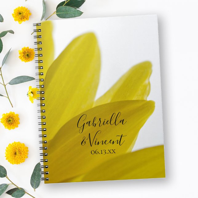 Yellow Daisy Flower Petals Wedding Guest Book (Creator Uploaded)
