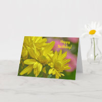 Yellow Daisy Flowers Garden Art Birthday Card
