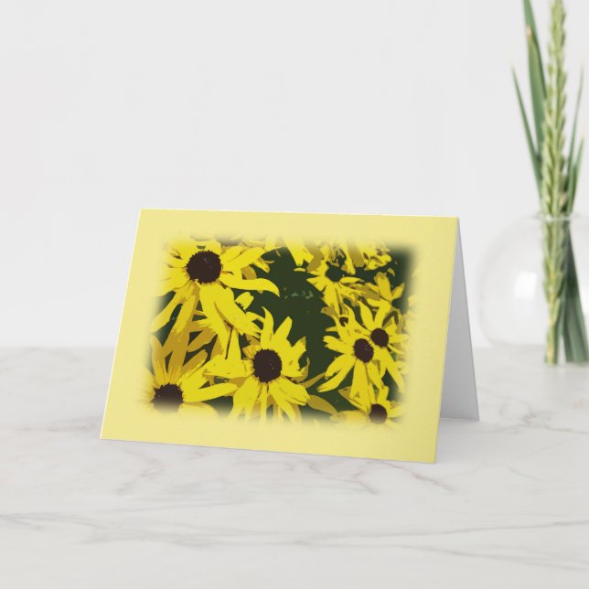 yellow daisy flowers in yellow frame card (Front)