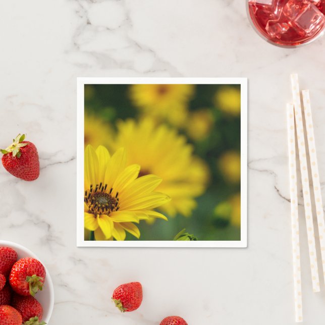 Yellow Daisy Helenium Paper Napkins (Insitu)