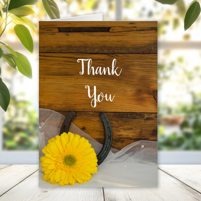 Yellow Daisy Horseshoe Western Wedding Thank You (Creator Uploaded)
