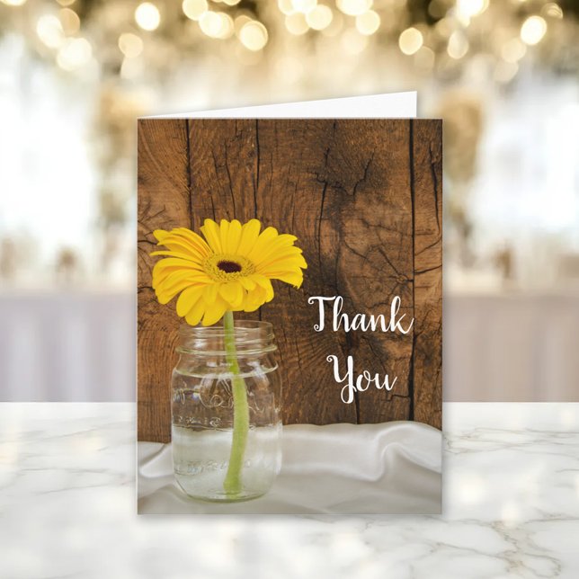 Yellow Daisy in Mason Jar Country Thank You Card (Creator Uploaded)