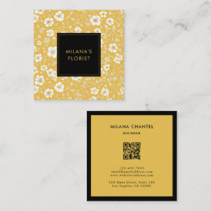 Yellow Daisy Modern Trendy Flower Florist Square Business Card