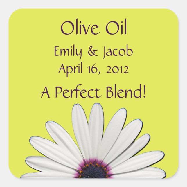 Yellow Daisy Olive Oil Personalised Favour Labels (Front)