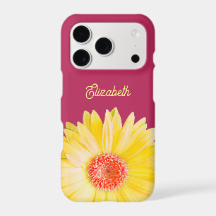 Yellow Daisy on Dark Pink Name