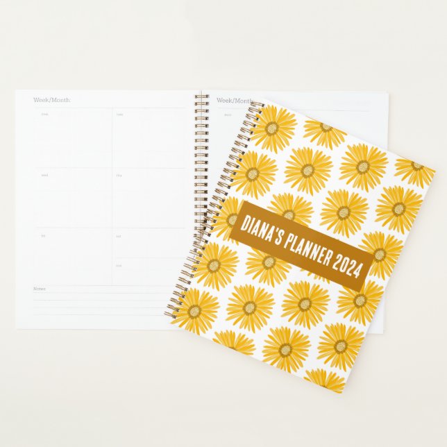 Yellow Daisy Pattern Flowers Blooms Floral CUSTOM  Planner (Display)