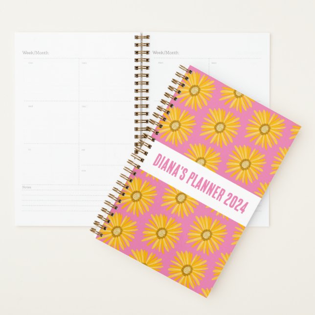 Yellow Daisy Pattern Flowers Blooms Floral CUSTOM Planner (Display)