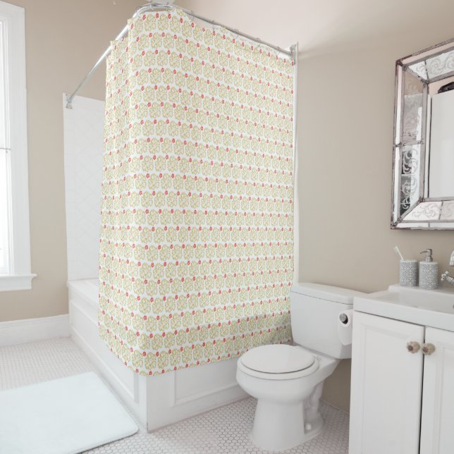 Yellow Daisy Pattern Shower Curtain (In Situ)