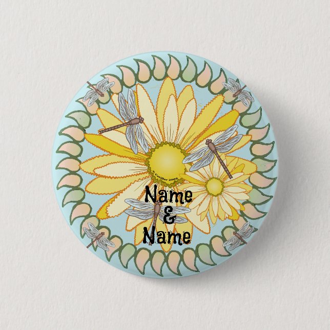 Yellow Daisy pin button (Front)