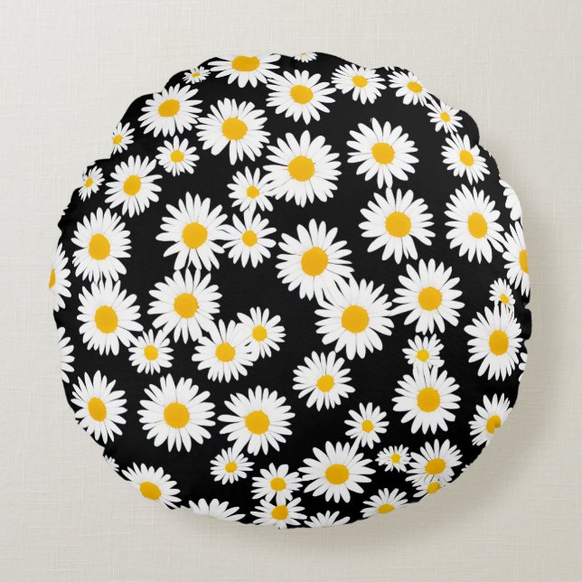 Yellow Daisy Round Pillow (Front)