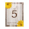 Yellow Daisy Rustic Barn Wood Wedding Table Number