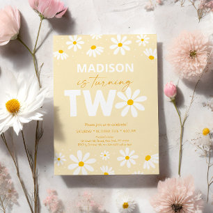 Yellow Daisy Second Birthday Invitation