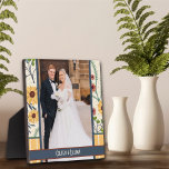 Yellow Daisy Stripe Photo Customised Names Black Plaque<br><div class="desc">Fun Modern Daisy Easel Photo Message Plaque– colourful and stylish artwork perfect for couples. These fun personalised photo easel plaques make great keepsakes for family, friends, coworkers, teachers, etc.. The perfect gift for your Valentine. More modern, floral and motivational plaques in my store. Zazzle offers Volume Discounts if you want...</div>