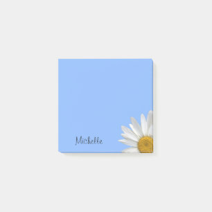 Yellow Daisy Stylish Floral Blue Post-it Notes