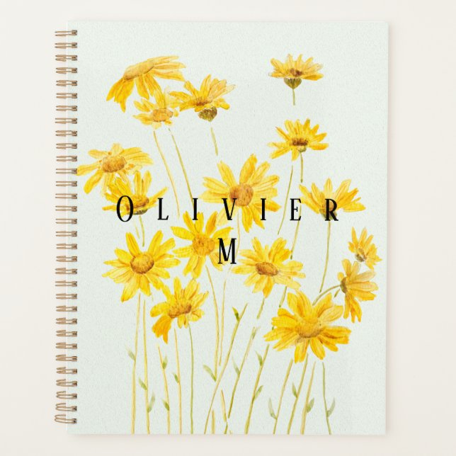 yellow daisy watercolour painting  planner (Front)