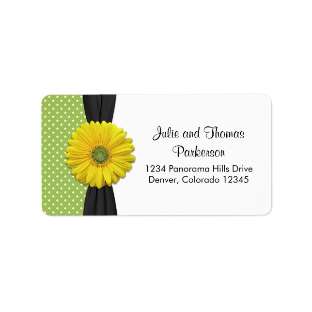 Yellow Daisy Wedding Address Label (Front)