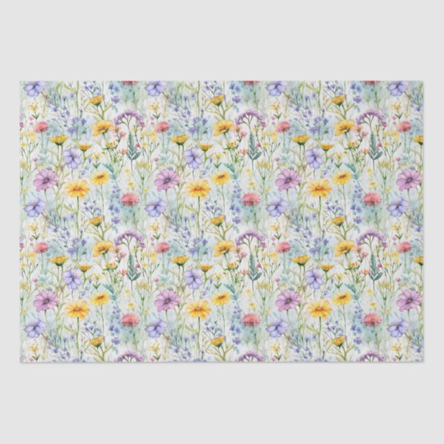 Yellow Daisy Wildflower Floral Pattern Tissue Paper (Front)