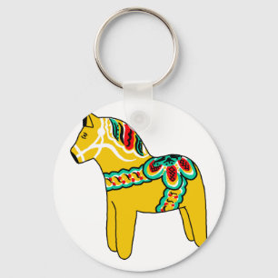 Yellow Dala Horse Key Ring