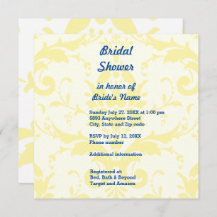 Yellow Damask Background Bridal Shower Invitation