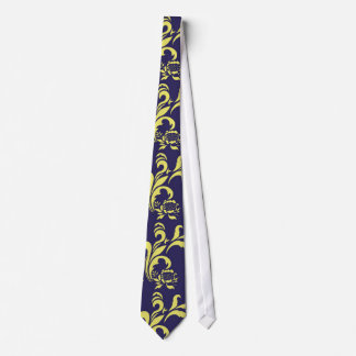 yellow damask blue tie
