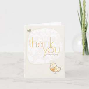 Yellow Damask Chick Whimsical Baby Shower/Birth Thank You Card