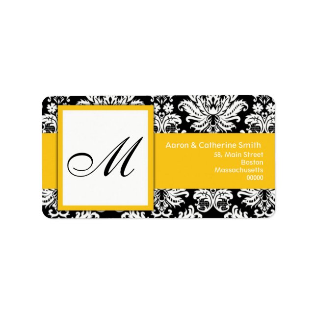 Yellow Damask Custom Address Labels (Front)