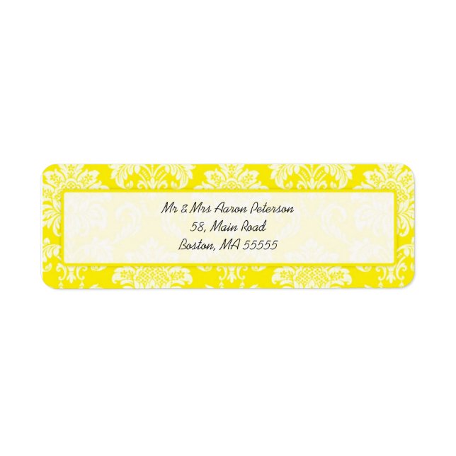 Yellow Damask Customisable Address Labels (Front)