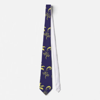 yellow damask dark blue tie