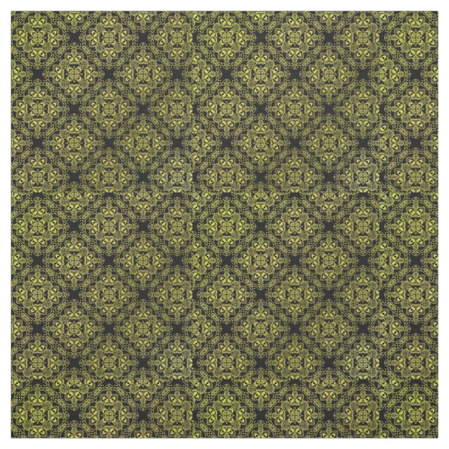 Yellow Damask Medallion Pattern Fabric (Swatch)
