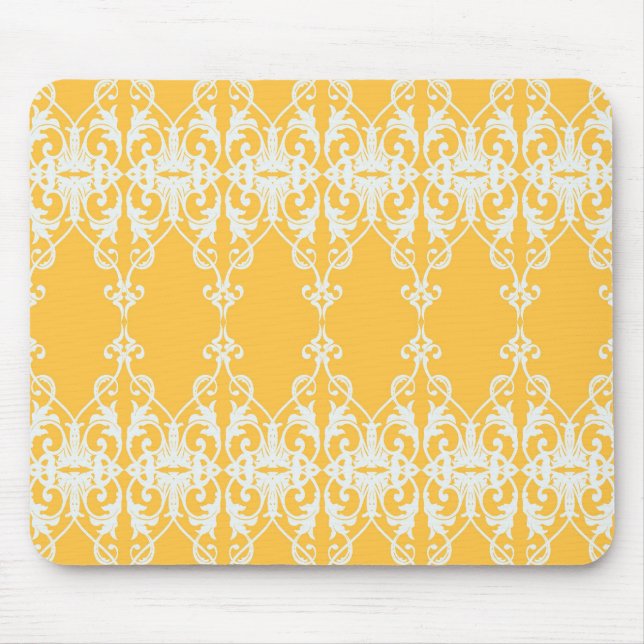 Yellow Damask Mouse Pad (Front)