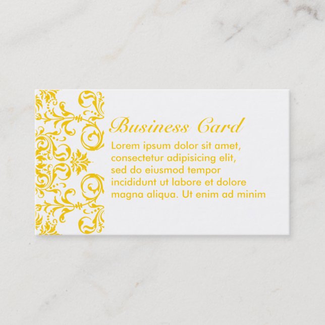 Yellow Damask Pattern Business Card (Front)