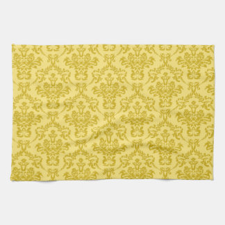 Yellow Damask Pattern Tea Towel