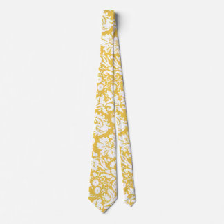 Yellow damask pattern tie