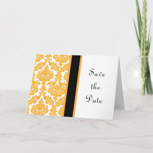 yellow damask save the date card