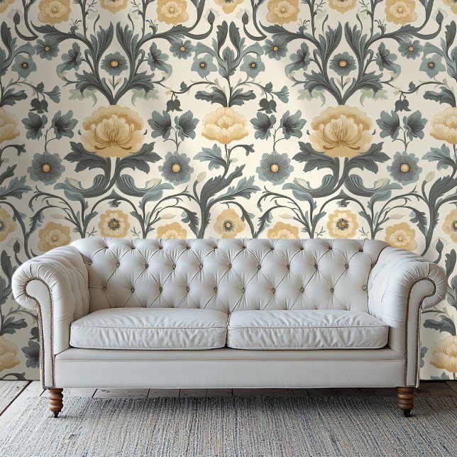Yellow Damask Style Floral Wallpaper (Creator Uploaded)