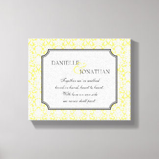 Yellow damask wedding personalised canvas art