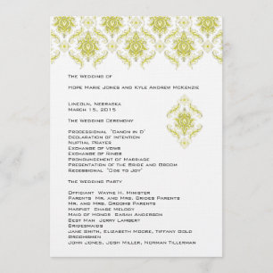 Yellow Damask Wedding Program Programme