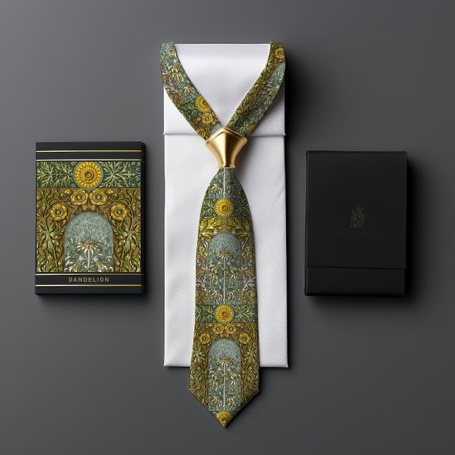 Yellow Dandelion Dream: Victorian Era Floral Men's Tie (Creator Uploaded)