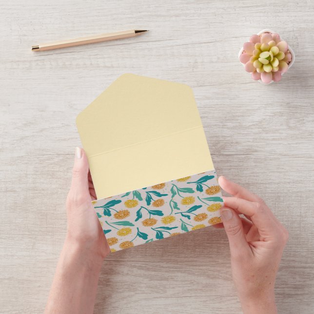 Yellow Dandelion Floral Pattern - Nature-Inspired All In One Invitation (Video)