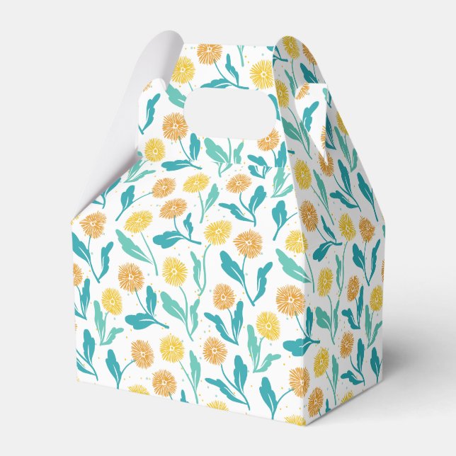 Yellow Dandelion Floral Pattern - Nature-Inspired  Favour Box (Front Side)